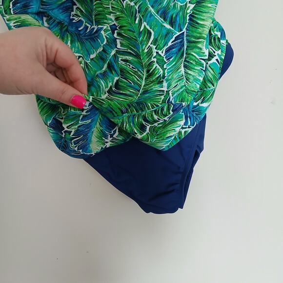 Chaps One Piece Swimsuit Women 22W Tropical Vacation Resort Island Coastal Beach - Picture 4 of 14